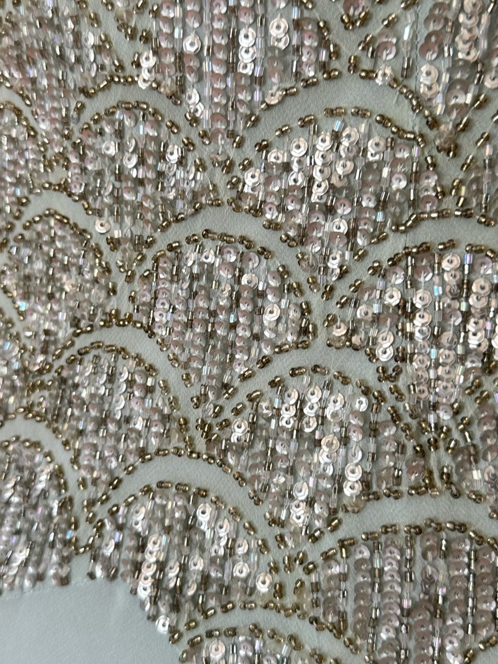 Sue Wong Silver-Beaded Pale Sage Cold-Shoulder Mini Dress - Picture 5 of 5